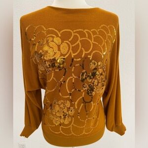 Gold Sequin Floral Sweater